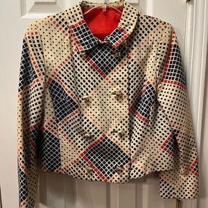 Vintage double-breasted lined blazer with gold statement buttons, size 14